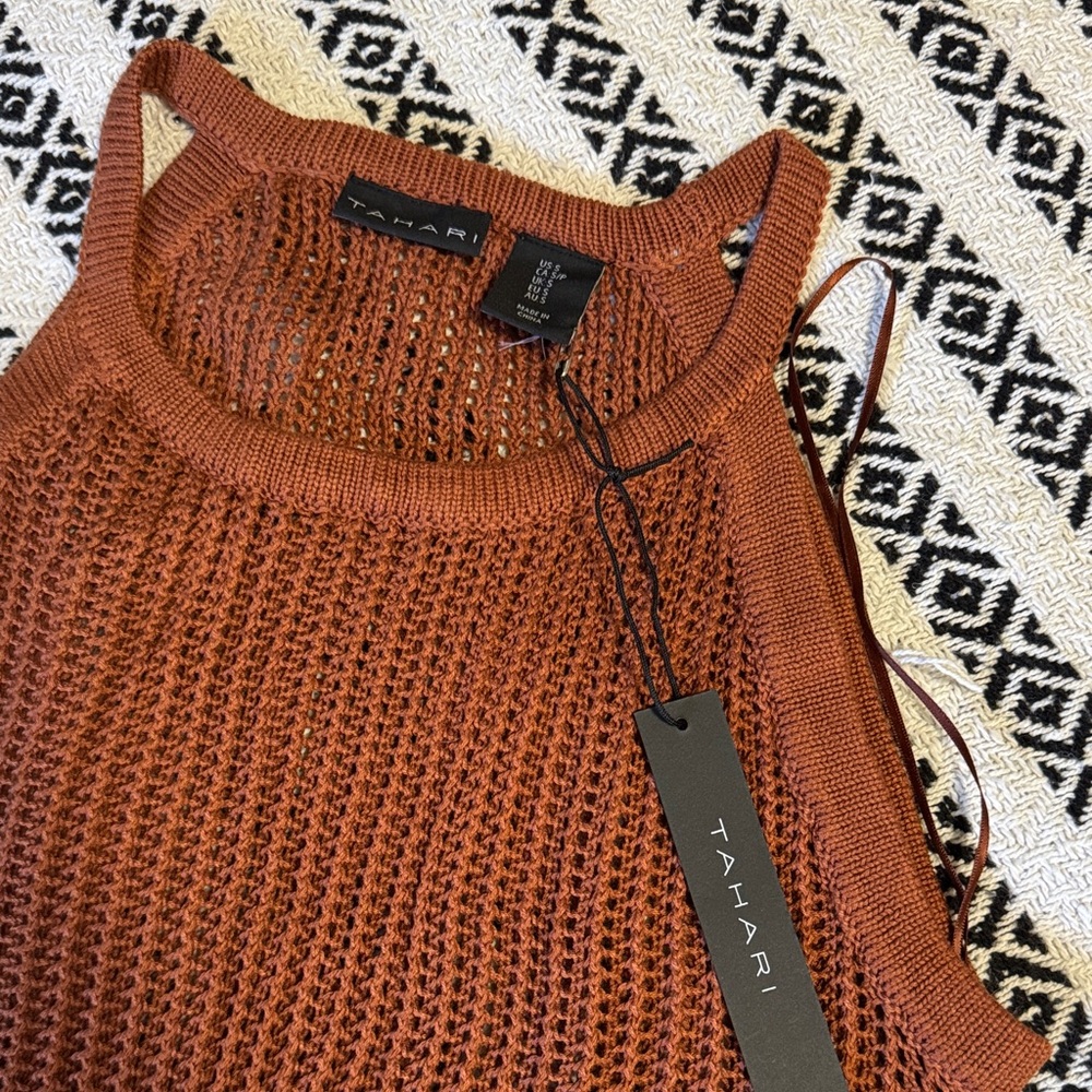 Tahari Rust Knit Swim Coverup - Picture 3 of 4